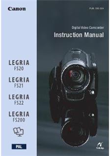 Canon Legria FS 20 manual. Camera Instructions.